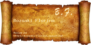 Bozsaki Florina névjegykártya
